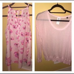 Cabi pink floral tank with matching sweater! (set)